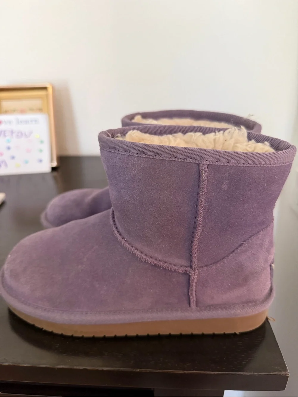 Koolaburra Kids Purple Suede Shearling-Lined Boots